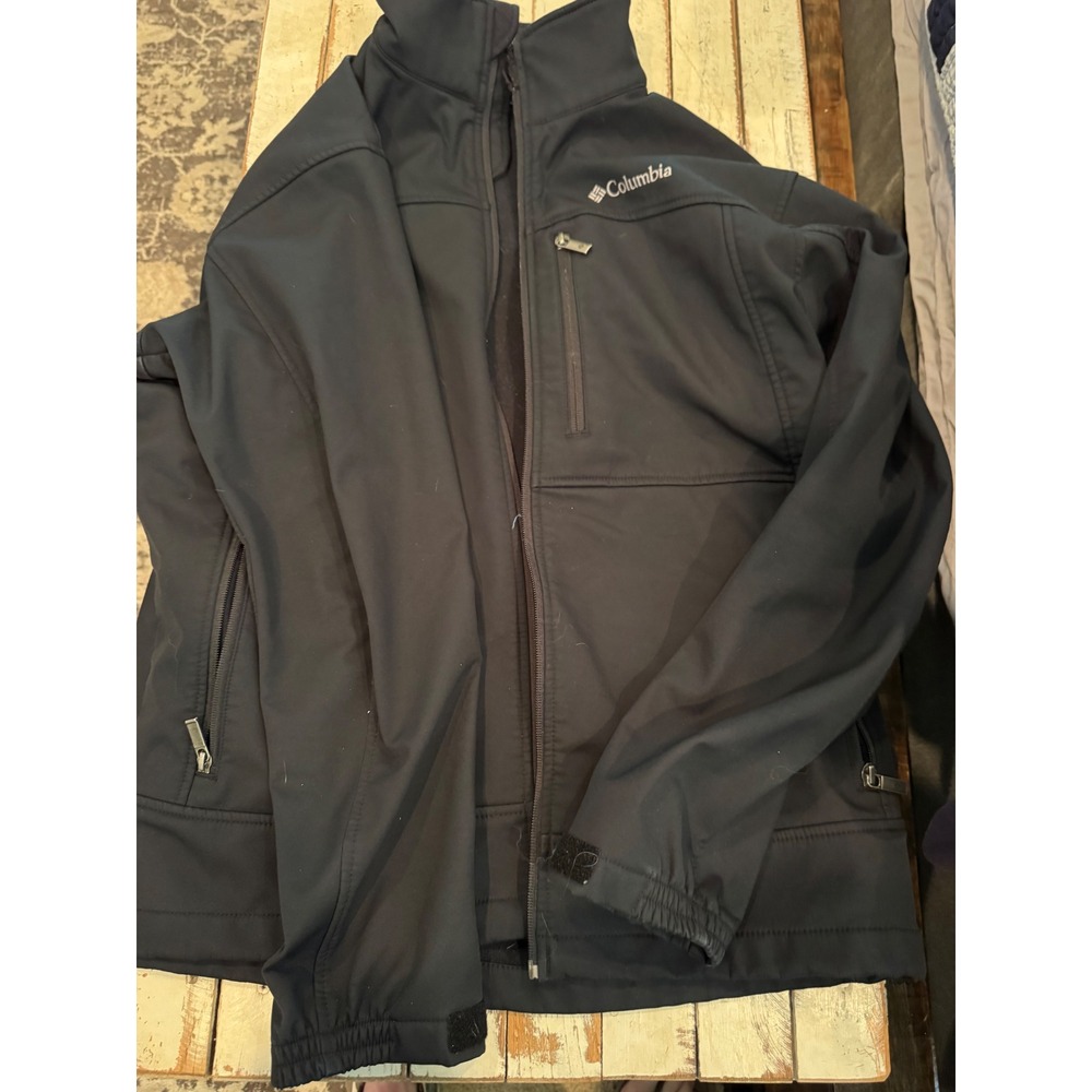 Columbia Mens Ascender Softshell Jacket Black Full Zip Fleece Lined Large